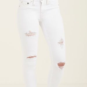 True Religion Curvy Skinny White Ripped Jeans